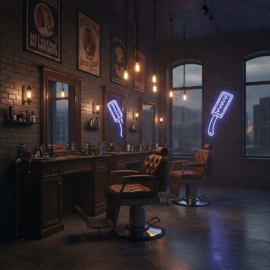 Interior da barbearia Navalha de Ouro
